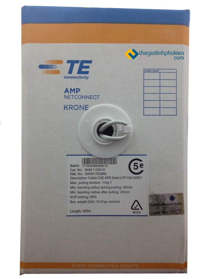 Cáp mạng Cat5e UTP Krone TE, Dây mạng cat5e AMP Krone TE Cáp mạng Cat5e UTP Krone TE, Dây mạng cat5e AMP Krone TE