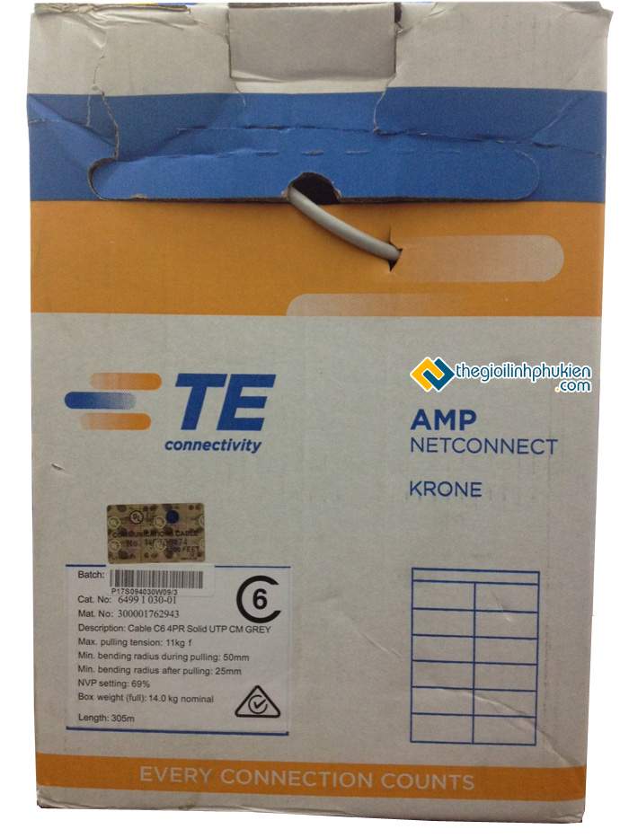 Cáp mạng Cat6 UTP Krone TE, dây mạng cat6 AMP Krone TE