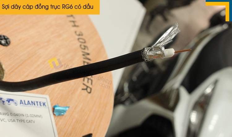 Cấu tạo của sợi dây cáp đồng trục RG6 có dầu