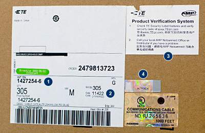 Mẫu tem LT cho cáp Cat6 - part number : 1427254-6